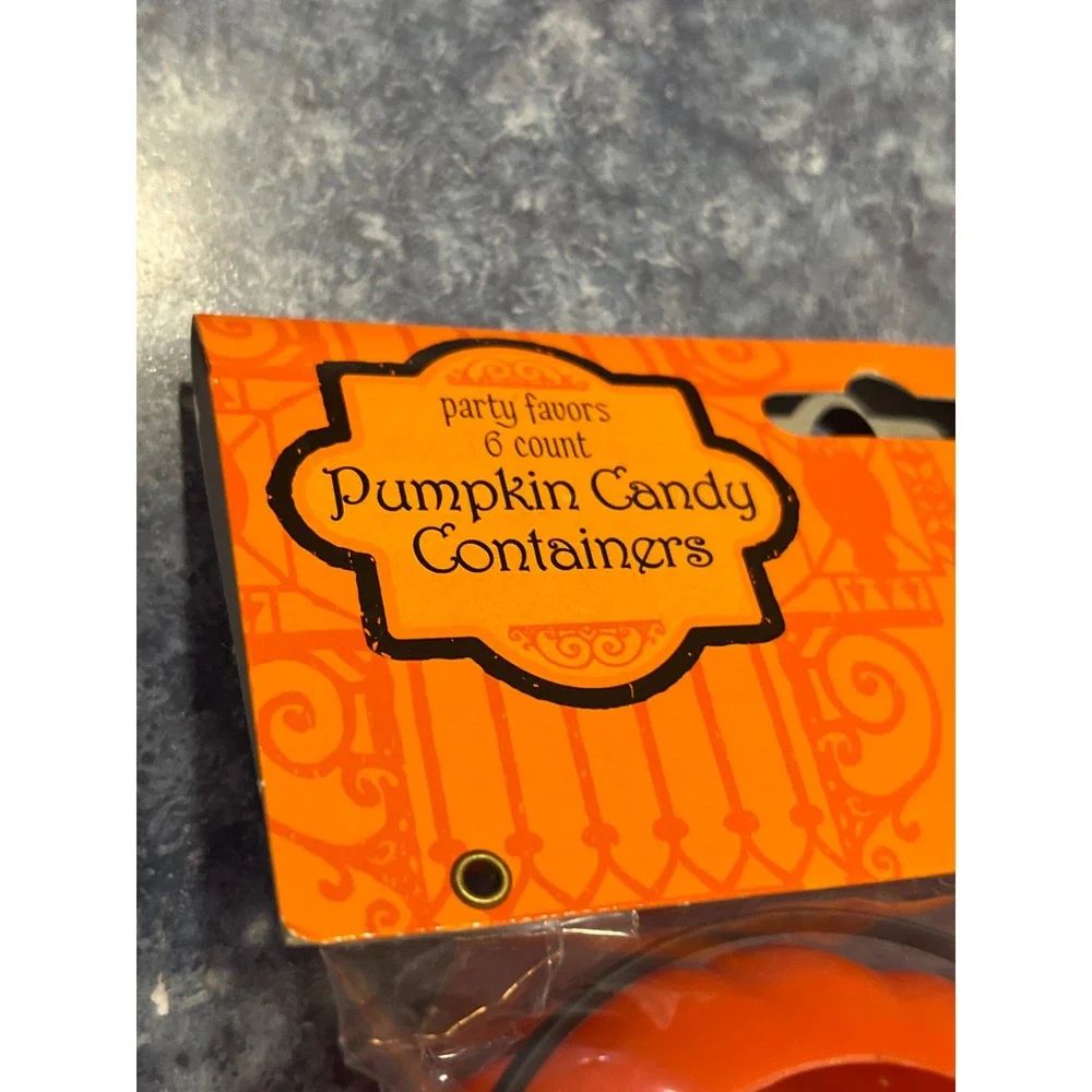 Halloween Mini Pumpkin Candy Containers 6 Count Orange Jack-O-Lantern Favors